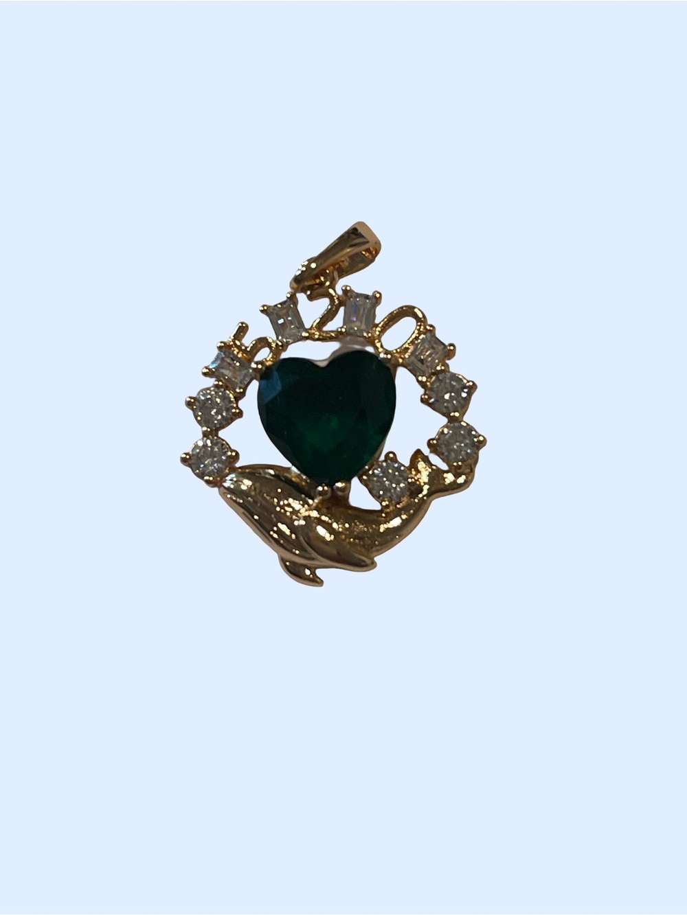 520 Heart Pendant with Emerald Green Stone